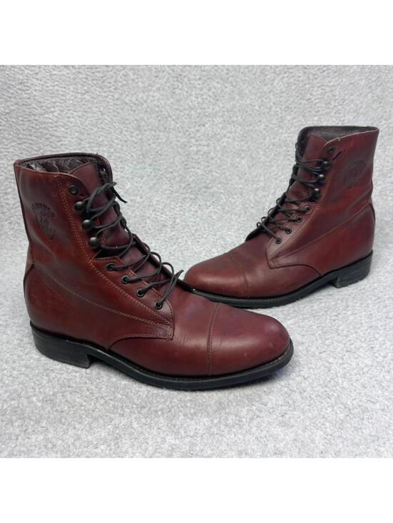 On Course Shoes - Vtg On Course Leather Paddock Boots 7.5 Brown Equestrian Riding Cap Toe CapToe